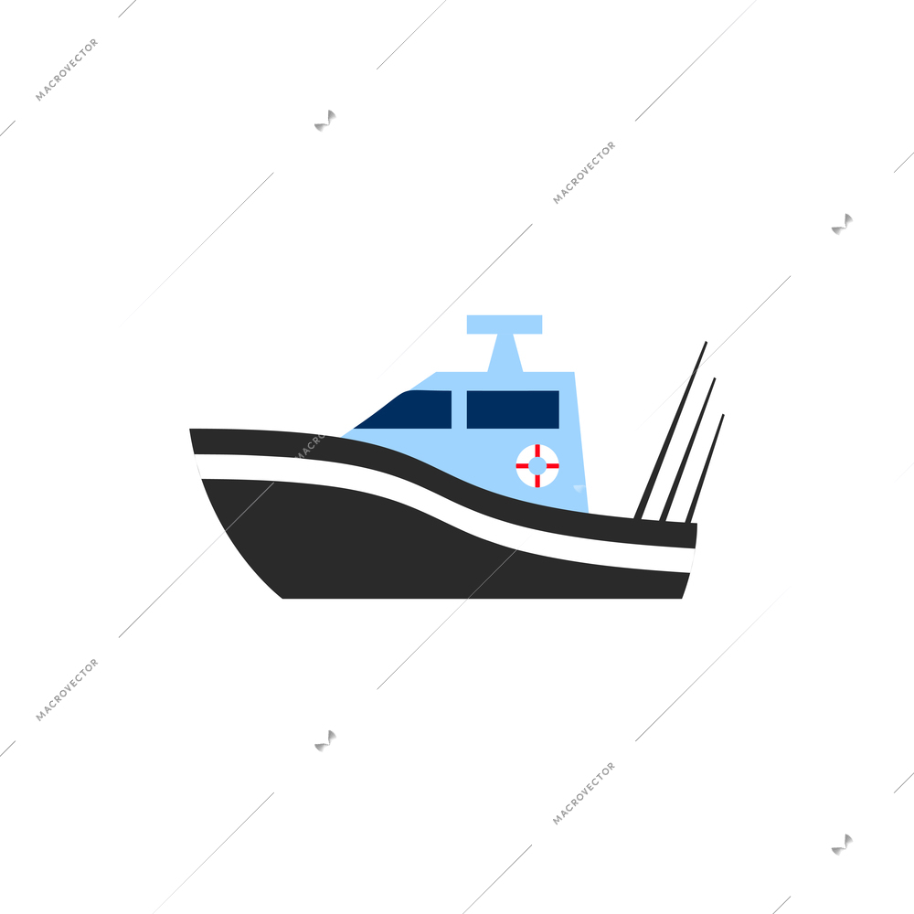 Flat colored icon with yacht vector illustration