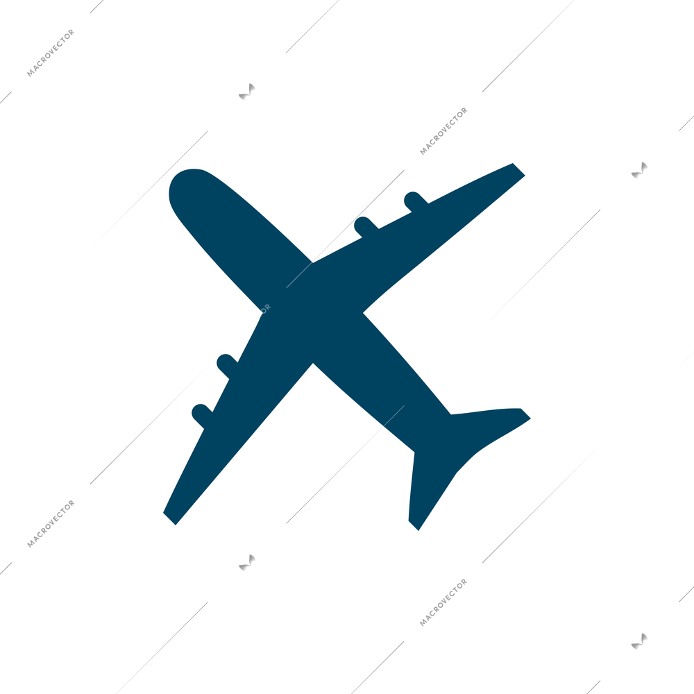 Flying blue plane flat icon vector illustration