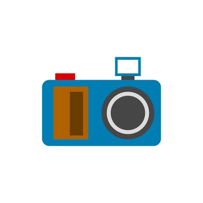 Flat icon with colored retro camera vector illustration