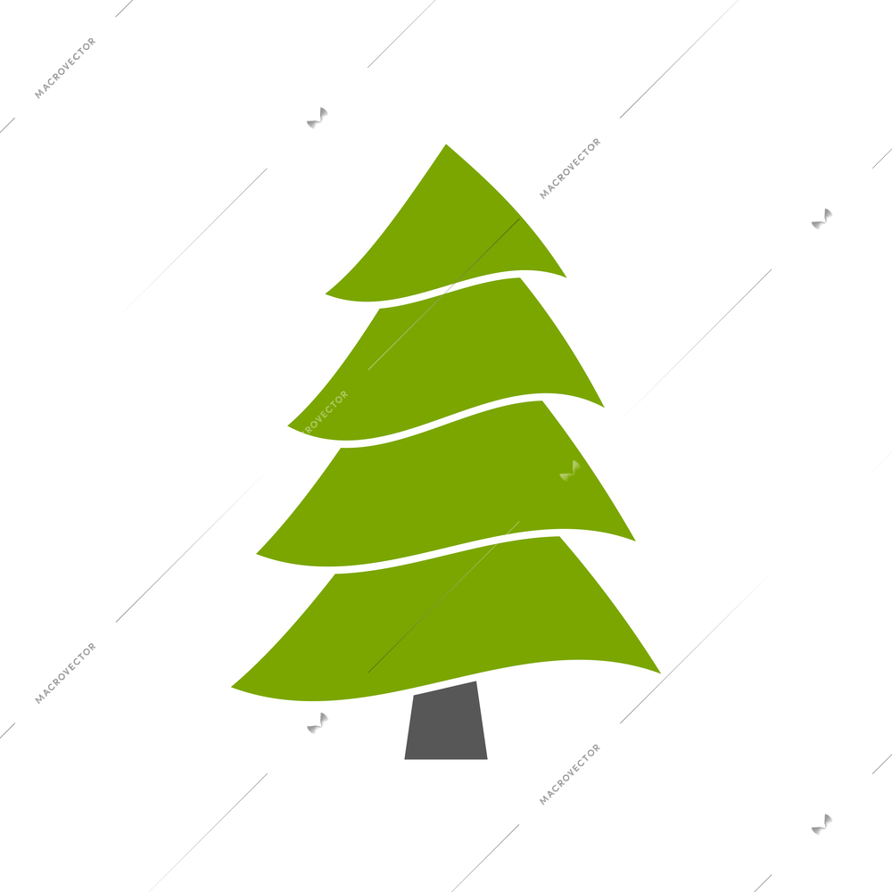 Flat icon with green fir tree vector illustration