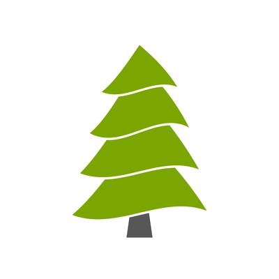 Flat icon with green fir tree vector illustration