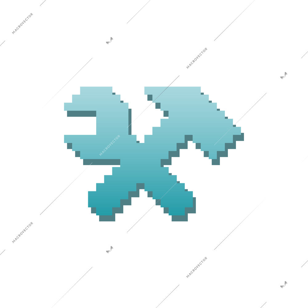 Pixel tools icon with hammer and wrench flat vector illustration