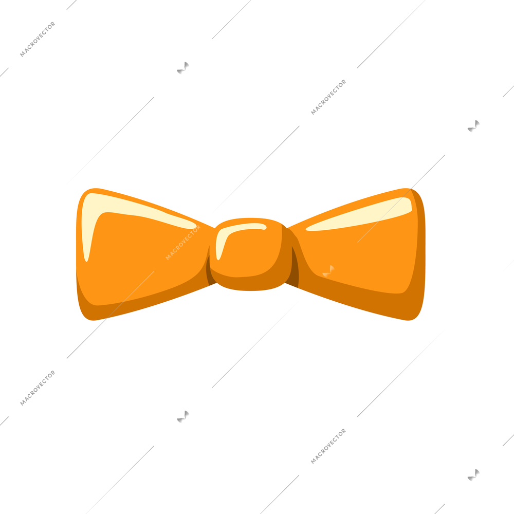 Orange hipster bow tie flat icon on white background vector illustration