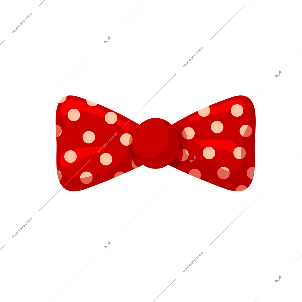 Stylish hipster red spotted bow tie flat icon vector illustration