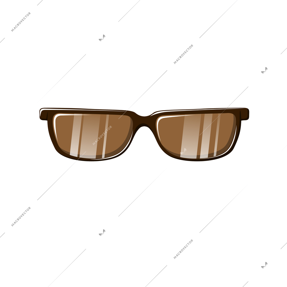 Shiny hipster glasses with browns lens flat vector illustration