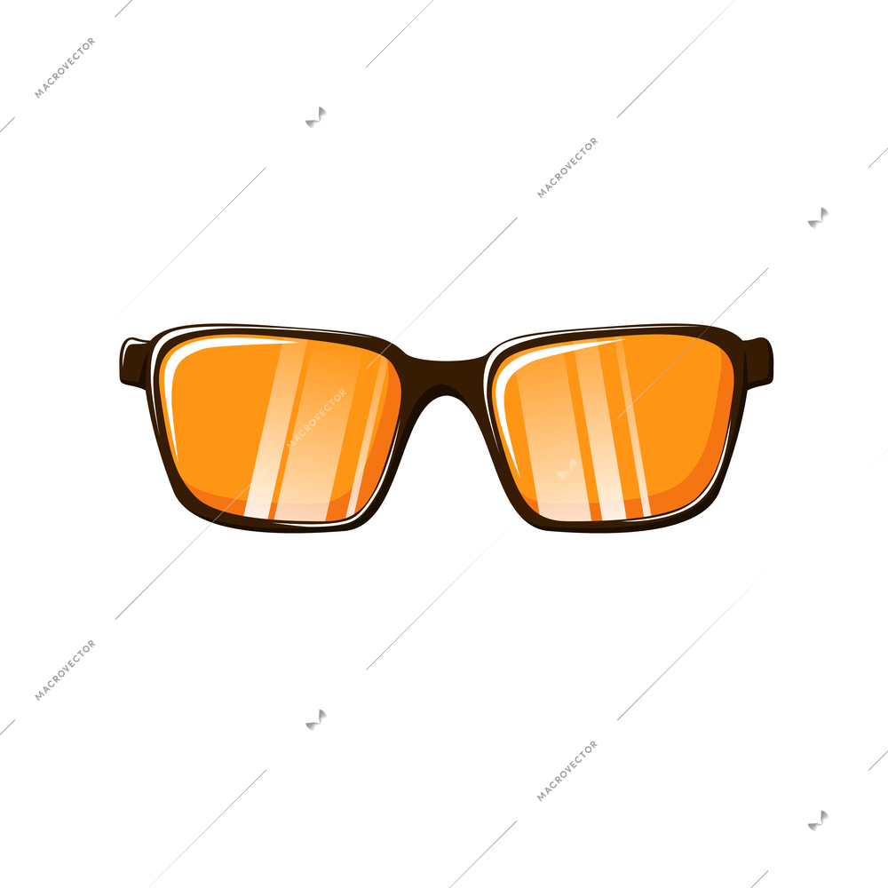 Stylish hipster glasses with orange lens flat icon vector illustration