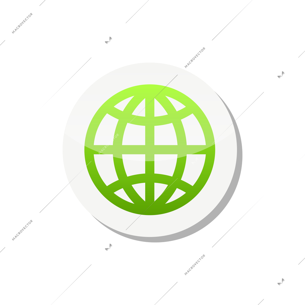 Eco flat sticker with green globe image vector illustration