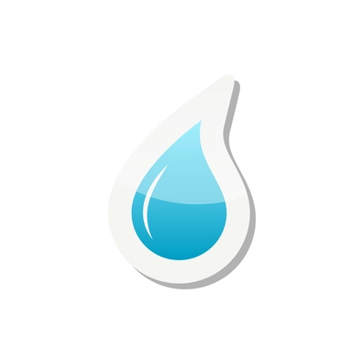 Sticker with flat blue water drop vector illustration