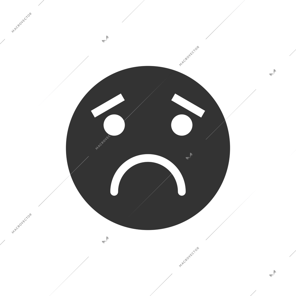 Flat icon with sad smiley face vector illustration