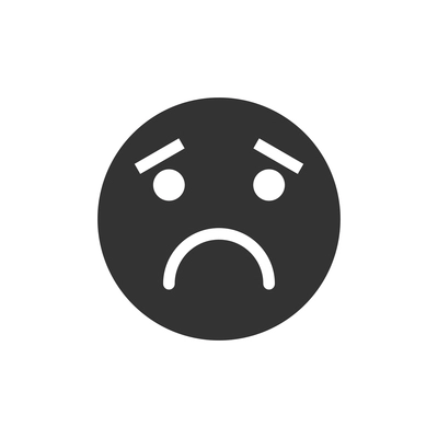 Flat icon with sad smiley face vector illustration