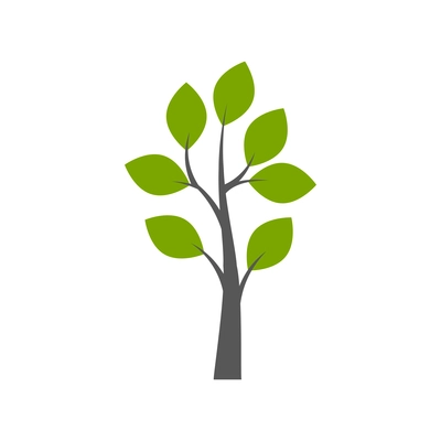 Tree with green leaves flat icon on white background vector illustration