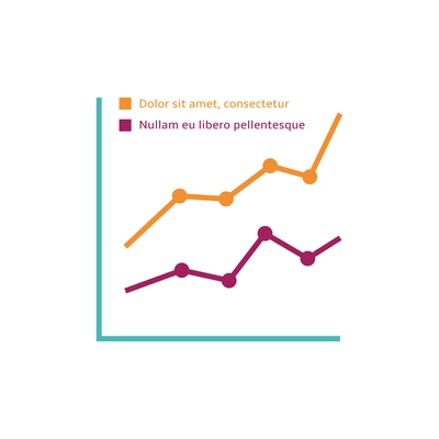 Business financial infographic element with color line charts flat vector illustration