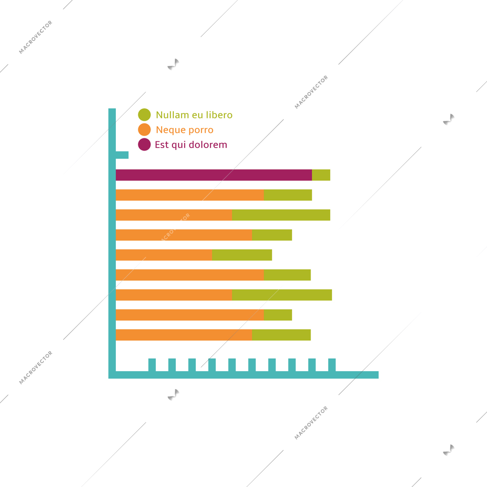 Business marketing infographic element with colorful line chart flat vector illustration