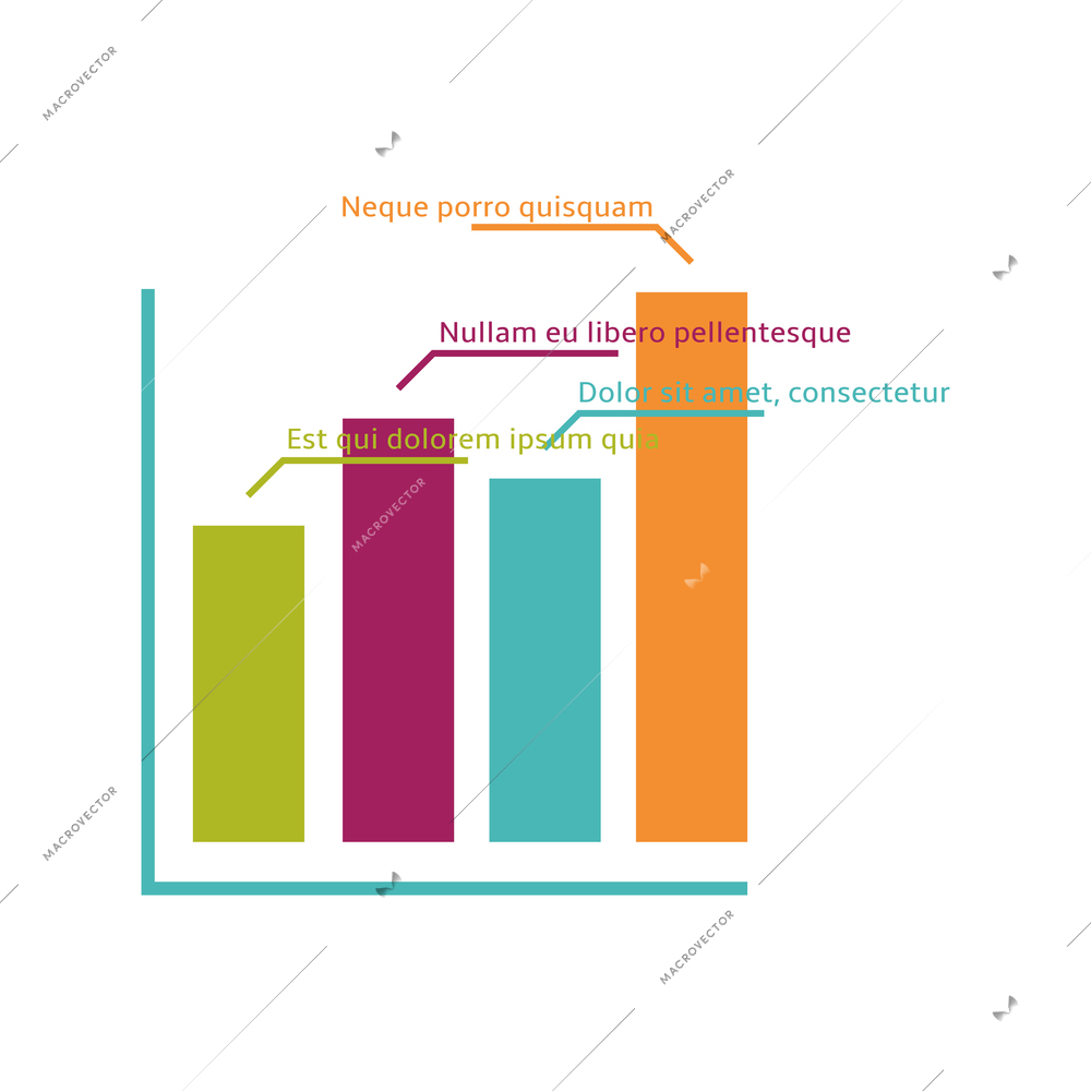 Business finance infographic element with bar charts and text flat vector illustration