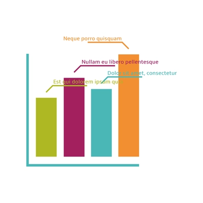 Business finance infographic element with bar charts and text flat vector illustration