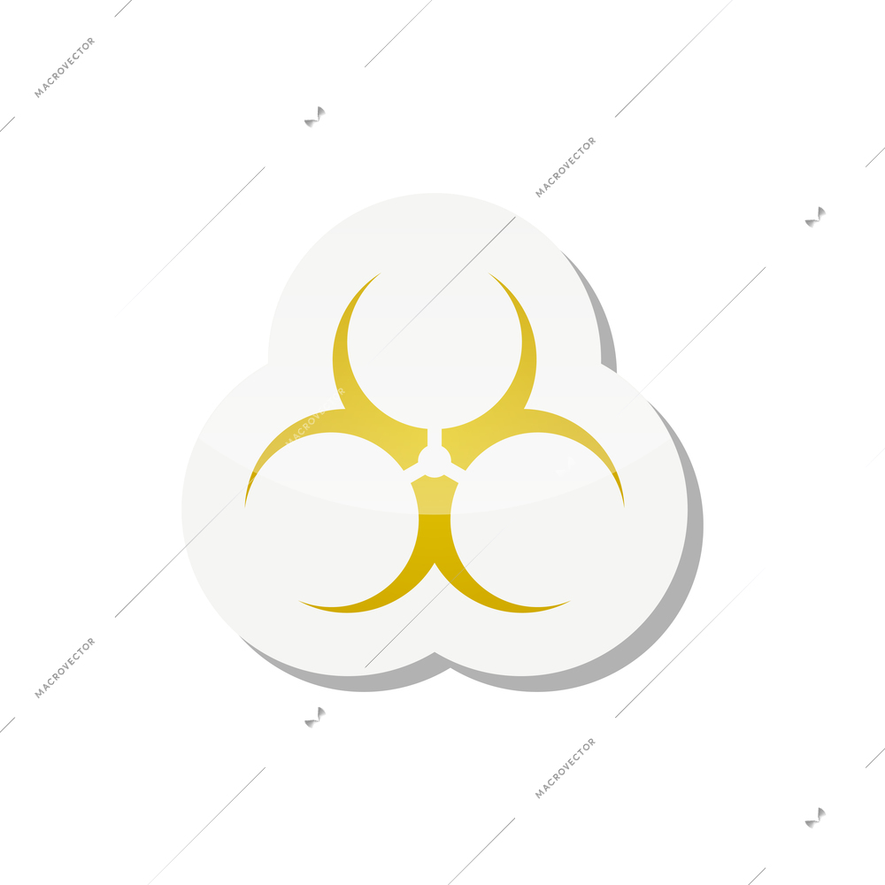 Flat sticker with color biohazard symbol vector illustration