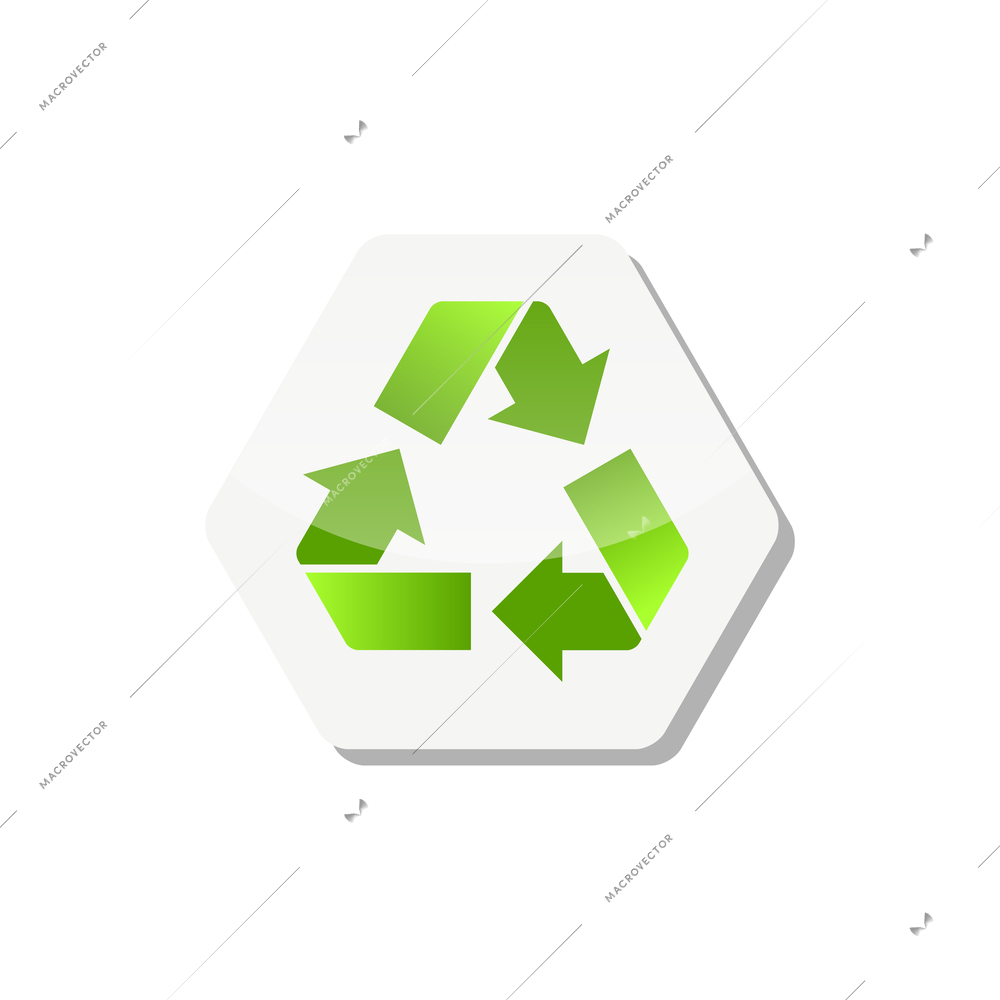 Eco sticker with flat recycle symbol vector illustration