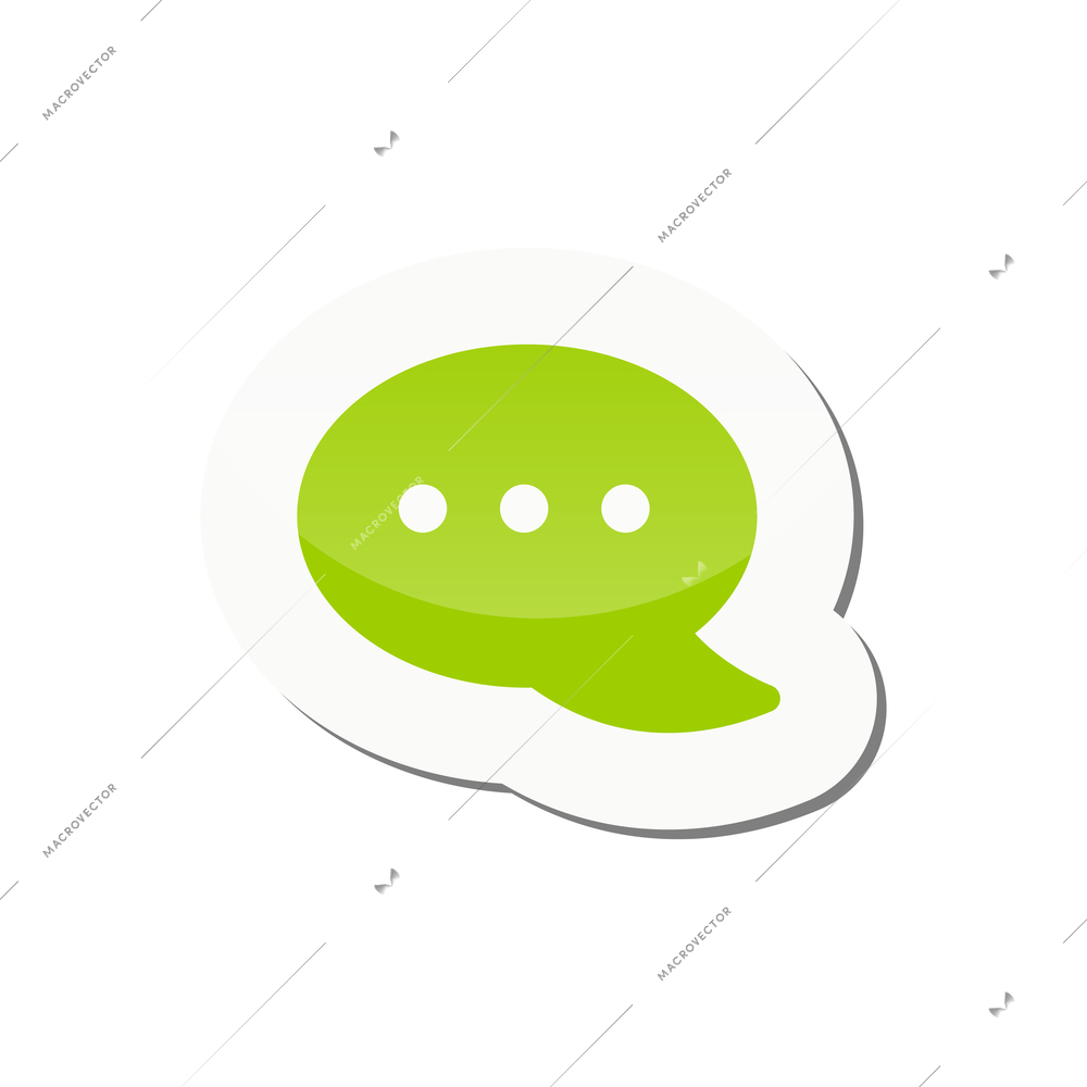 Speech bubble message green sticker icon flat vector illustration