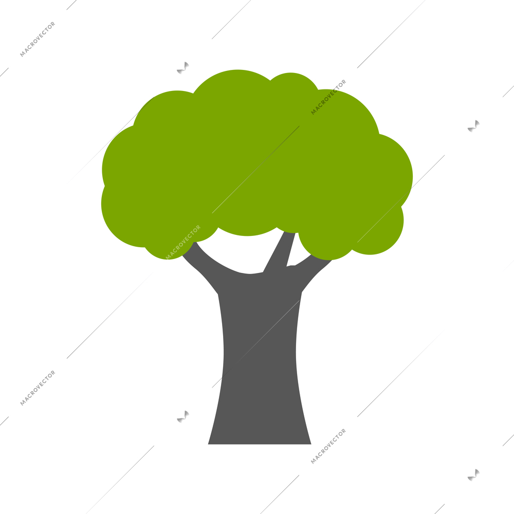 Green oak tree icon in flat style vector illustration