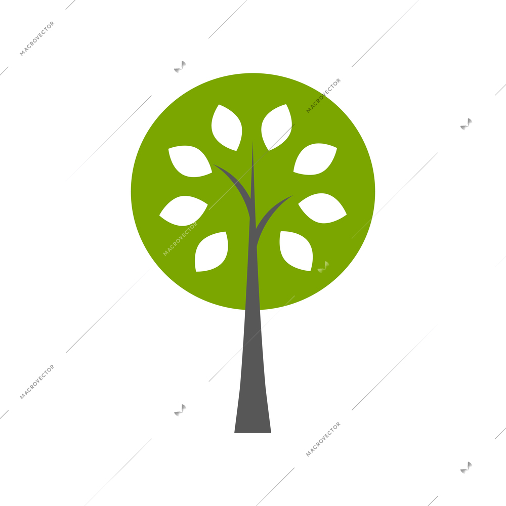 Green tree flat icon on white background vector illustration