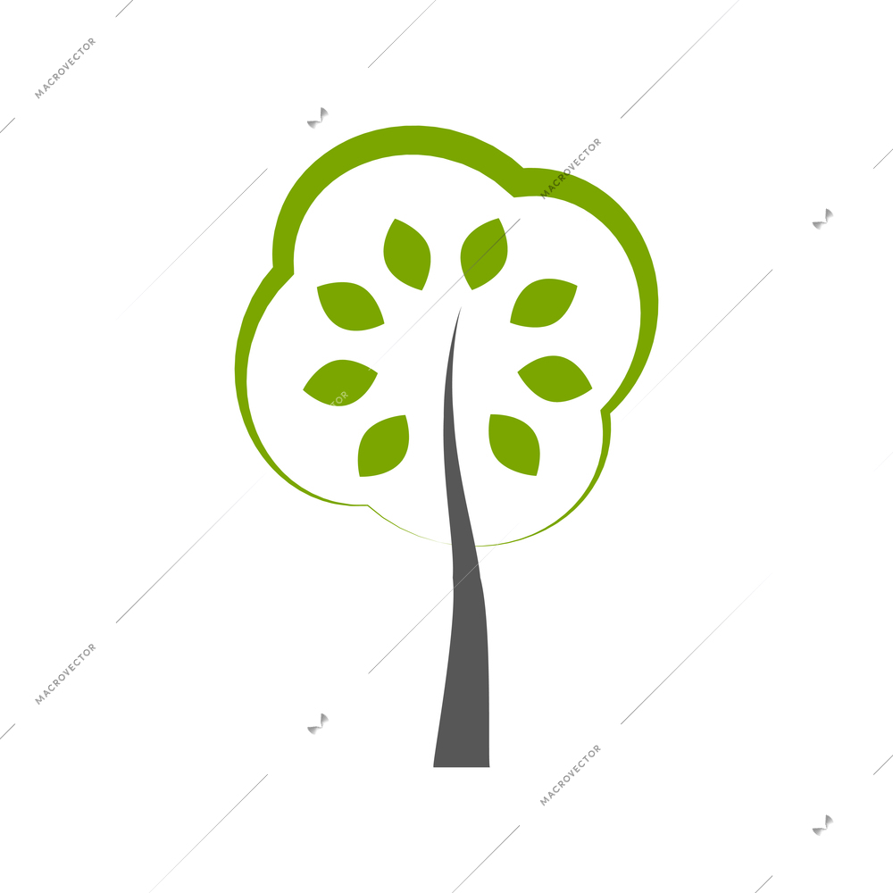 Flat green tree icon on white background vector illustration