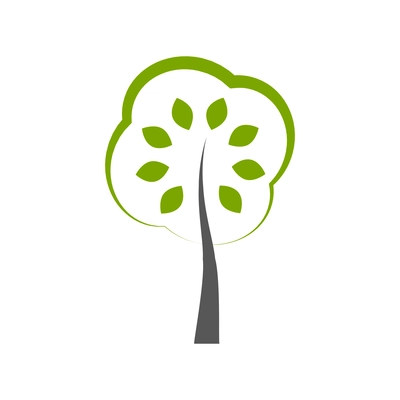 Flat green tree icon on white background vector illustration