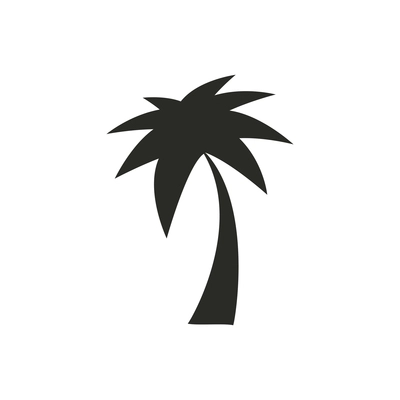 Black silhouette palm tree flat icon vector illustration