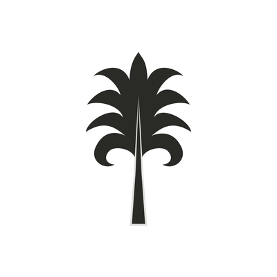 Flat black icon with tropical tree silhouette vector illustration