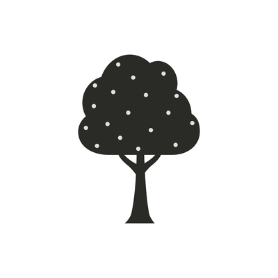 Blooming tree silhouette icon on white background flat vector illustration