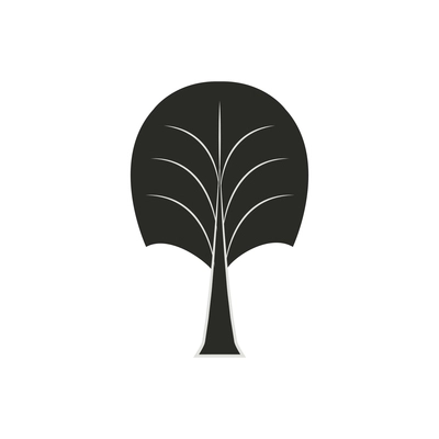 Flat icon with black foliage tree silhouette vector illustration