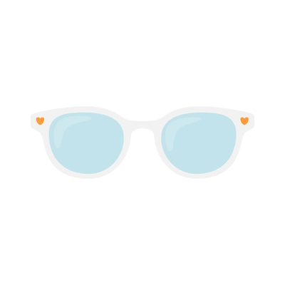 Flat icon with hipster glasses with white frame and orange hearts vector illustration