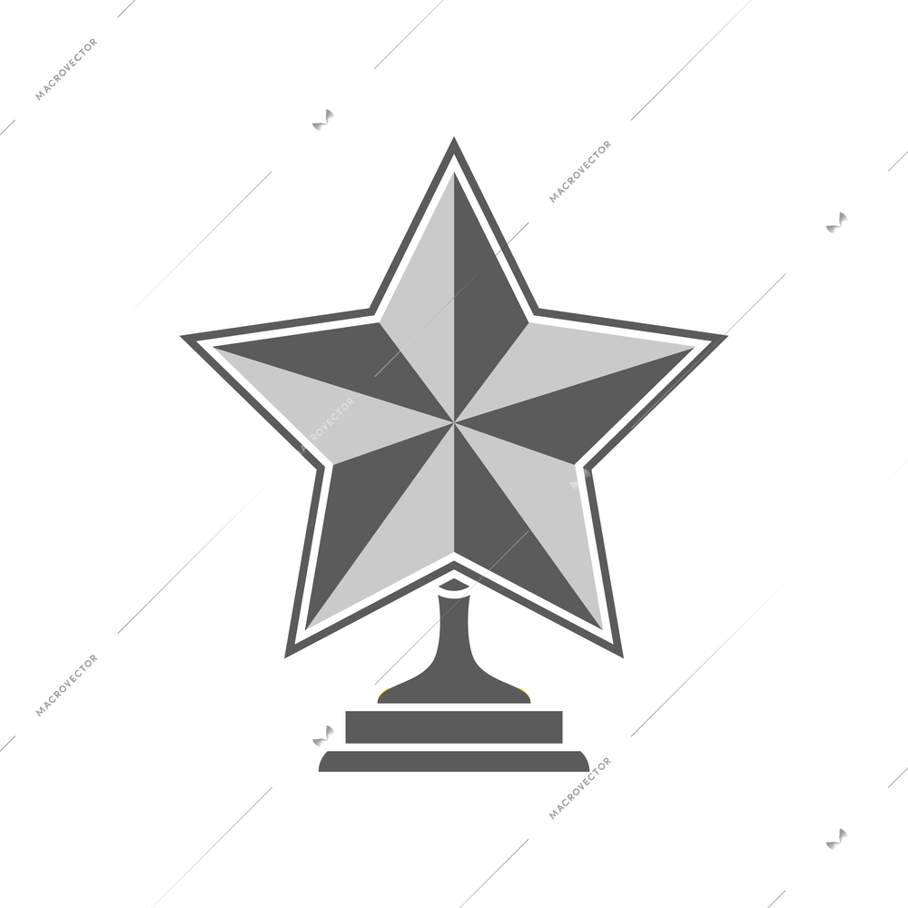 Flat icon with monochrome trophy award star on pedestal vector illustration