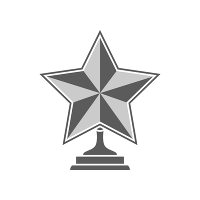 Flat icon with monochrome trophy award star on pedestal vector illustration