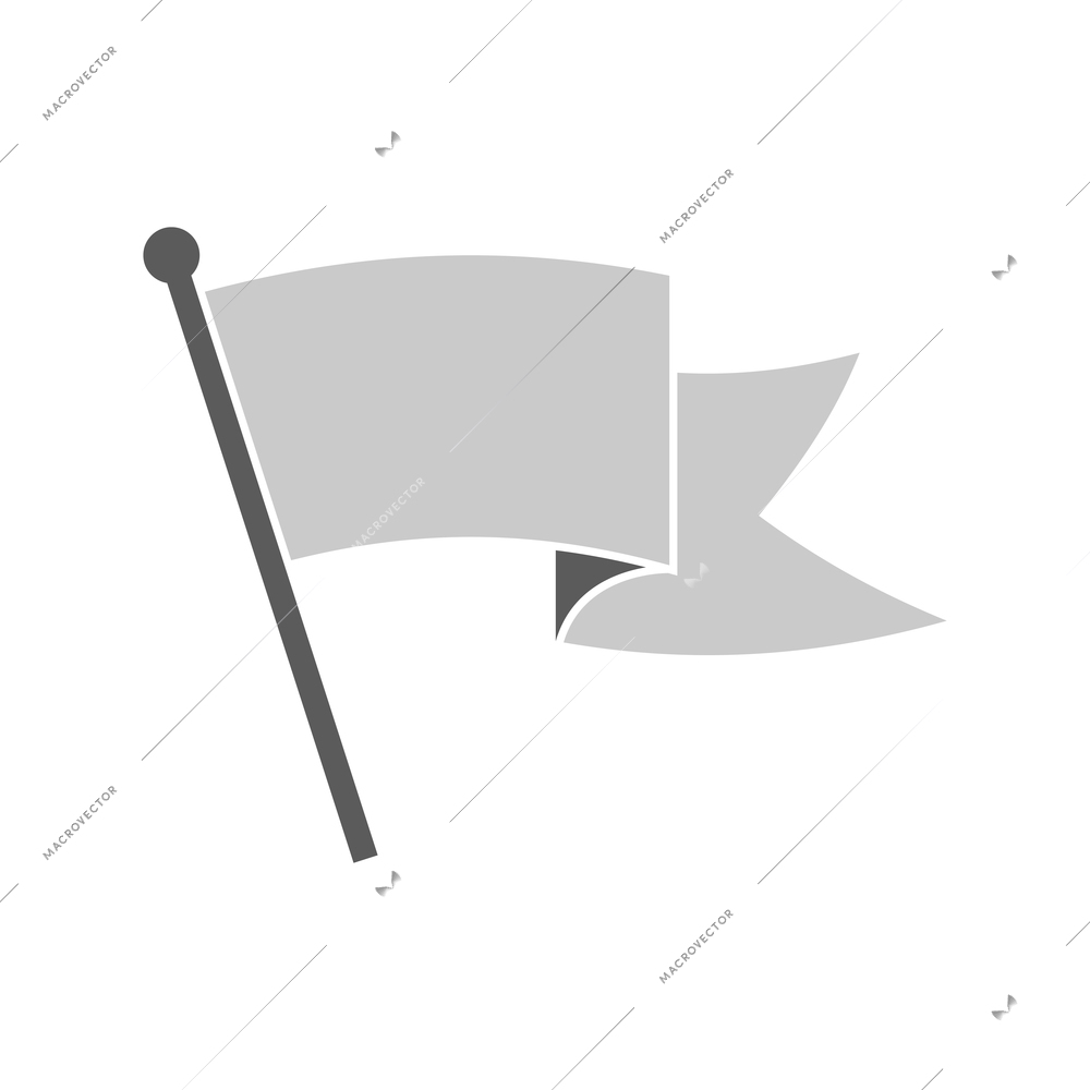 Monochrome waving flag flat icon vector illustration