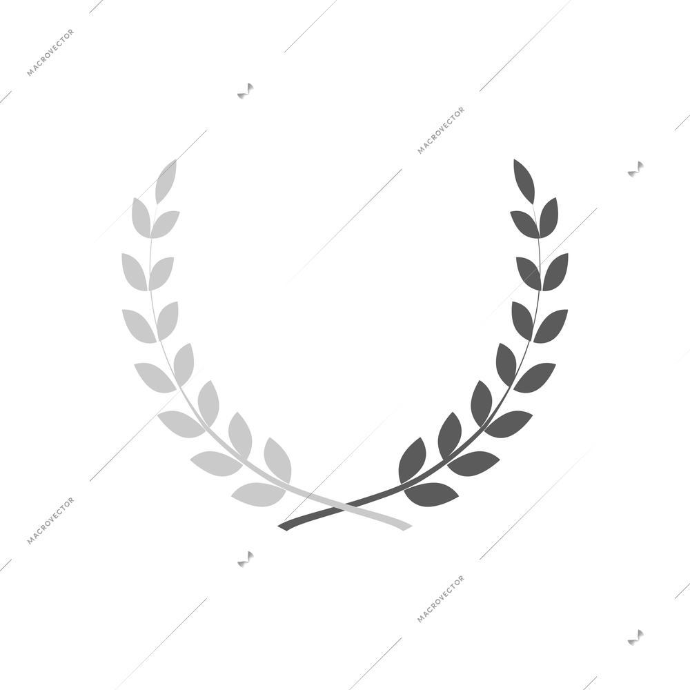 Flat icon with monochrome winner laurel wreath vector illustration