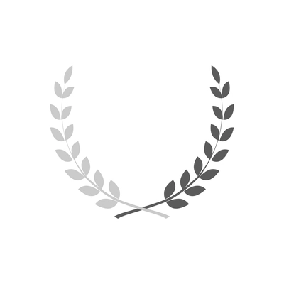 Flat icon with monochrome winner laurel wreath vector illustration