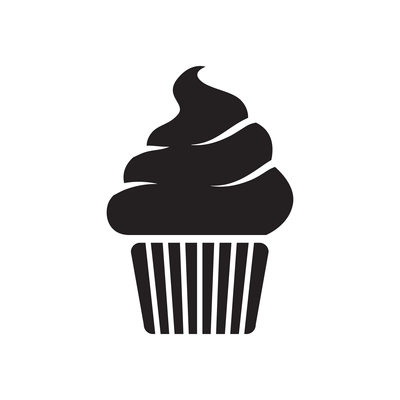 Cupcake silhouette flat icon vector illustration