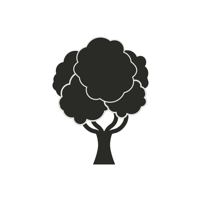 Black tree with foliage flat symbol on white background vector illustration