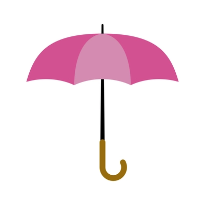 Flat icon with open pink umbrella cane vector illustration