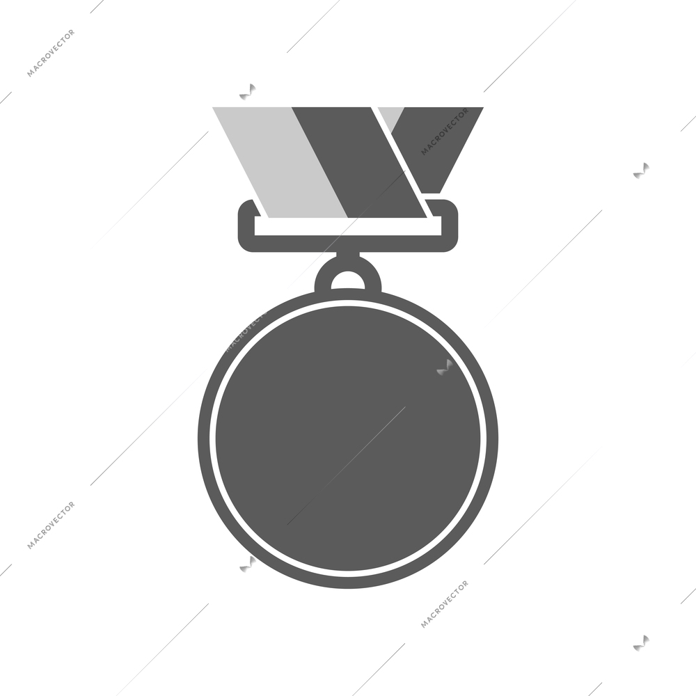 Flat badge icon with monochrome medal on ribbon vector illustration