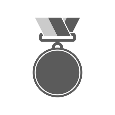 Flat badge icon with monochrome medal on ribbon vector illustration