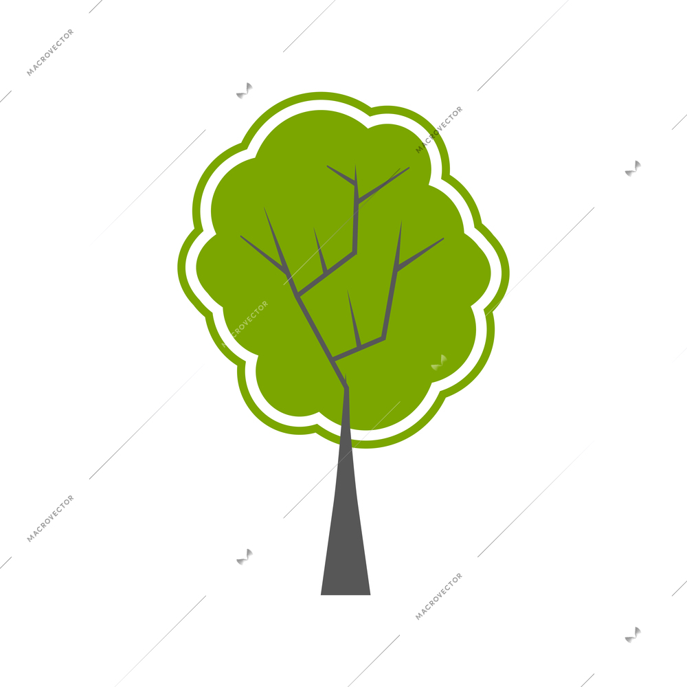 Flat natural green forest tree icon vector illustration