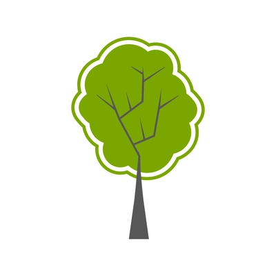 Flat natural green forest tree icon vector illustration