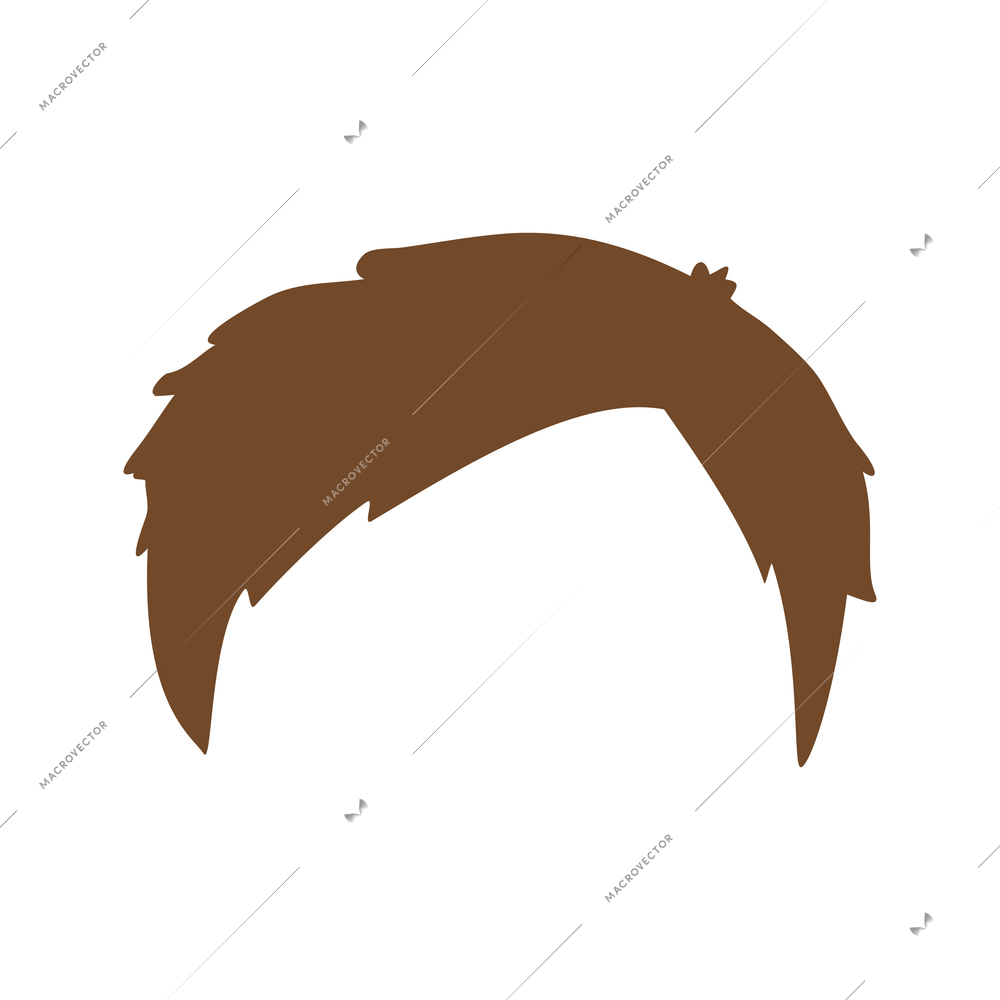 Brown male or female hairstyle flat icon vector illustration