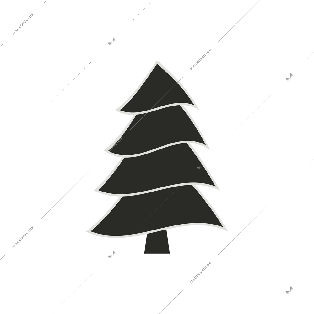 Flat fir tree symbol on white background vector illustration