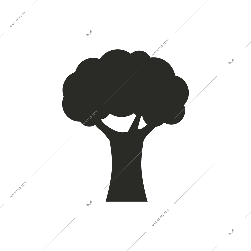 Flat icon with black oak tree vector illustration