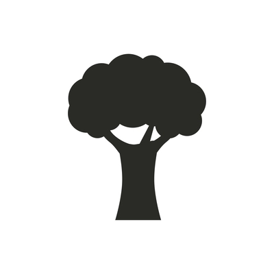 Flat icon with black oak tree vector illustration