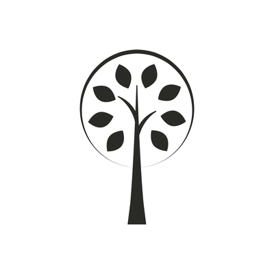 Garden tree silhouette icon flat vector illustration