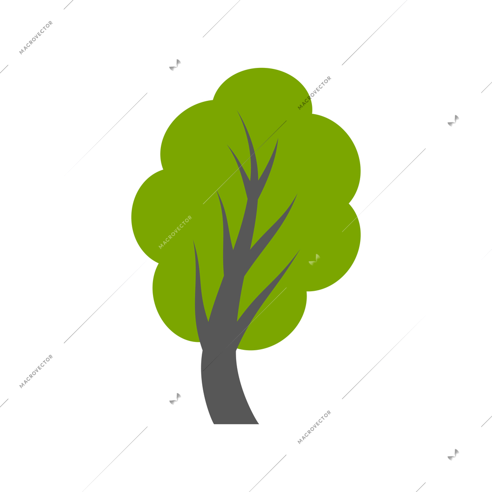 Green tree icon in flat style vector illustration