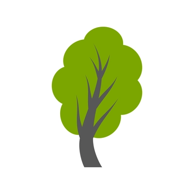 Green tree icon in flat style vector illustration